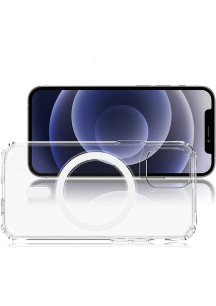 Apple Iphone 12 Pro Max Magsafe Kablosuz Şarj Uyumlu Köşe Korumalı Kılıf Şeffaf