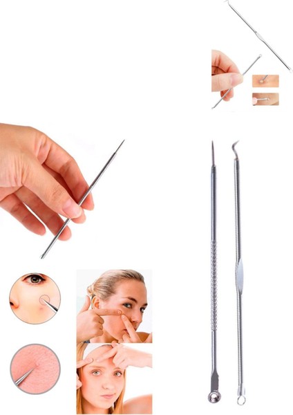 2 Set Çengelli Iğne Iğne Aracı Yüz Bakımı Siyah Nokta Leke Çıkarıcı modelleri