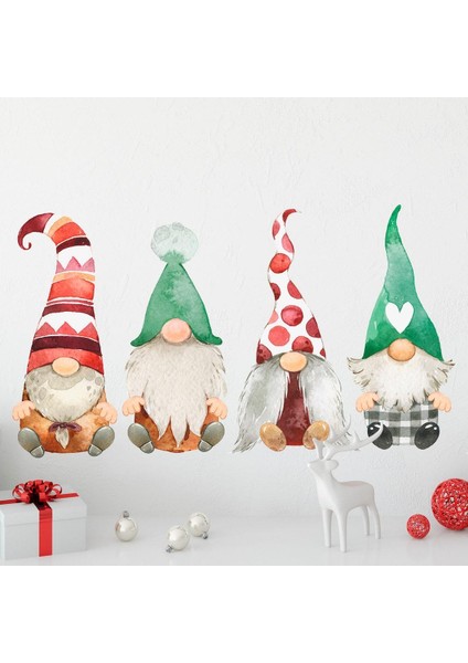 Yılbaşı Sevimli 6'lı Cüceler Çocuk Odası Cam Duvar Sticker Seti modelleri