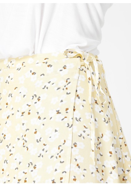 Çiçek Desenli Sarı Kadın Mini Etek fiyatları