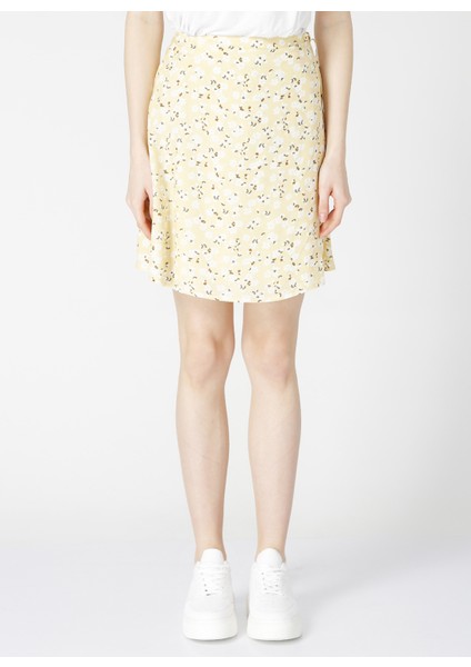 Çiçek Desenli Sarı Kadın Mini Etek indirimleri