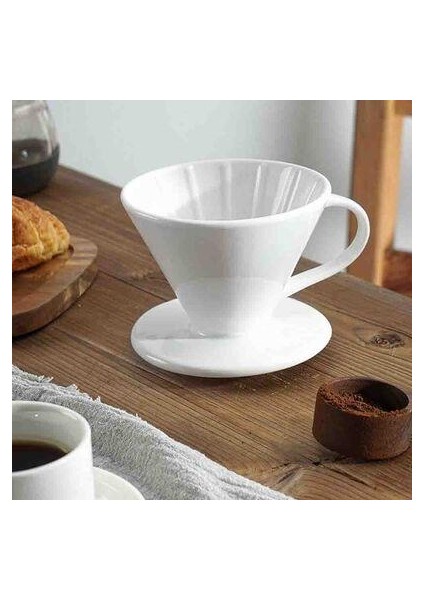 Seramik Dripper Kahve Demleme Beyaz Fsb-2