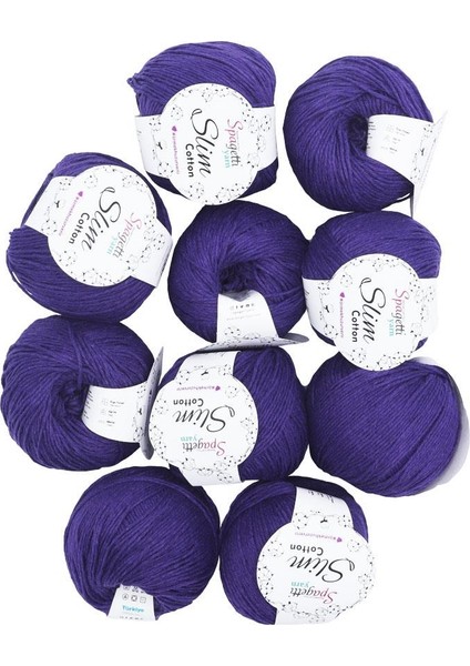 Spagettiyarn Mor Slim Cotton Ip - 10'lu Set