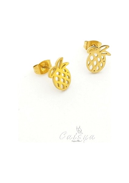 Ananas Çelik Kolye Küpe Set