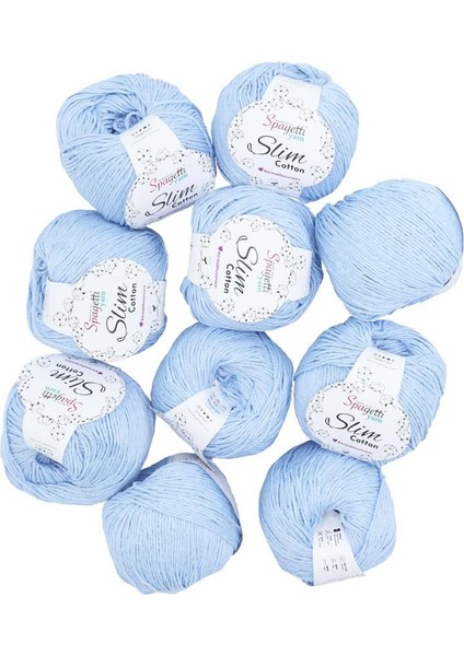Spagettiyarn Bebe Mavi Slim Cotton Ip - 10'lu Set
