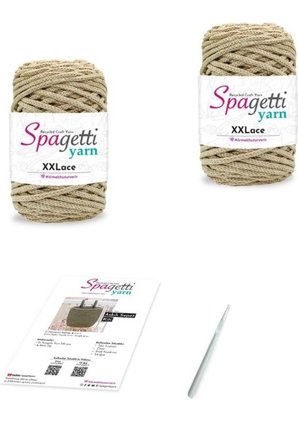 Spagettiyarn Askılı Sepet Kiti Bej