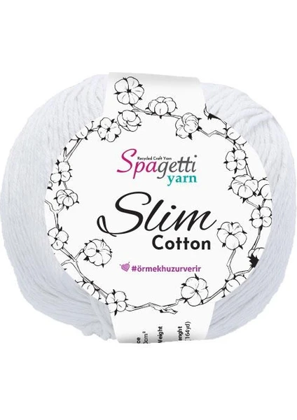 Spagettiyarn Beyaz Slim Cotton  ( 50 Gr)