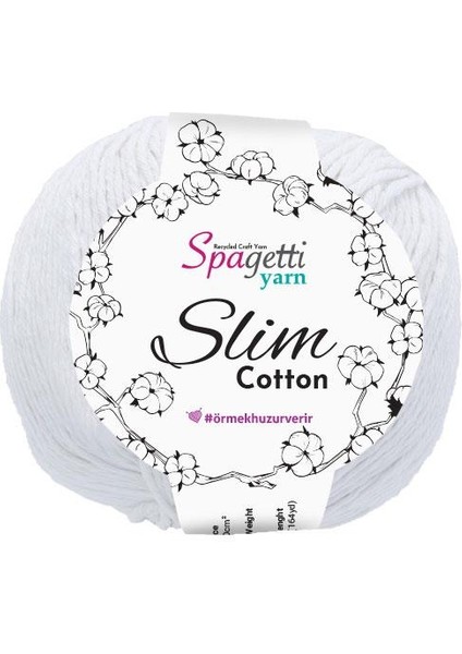 Spagettiyarn Beyaz Slim Cotton ( 50 Gr)