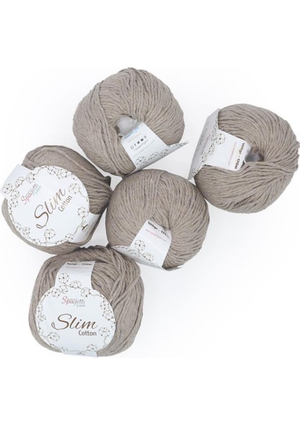 Spagettiyarn Koyu Bej Slim Cotton Ip - 5'li Set fiyatları