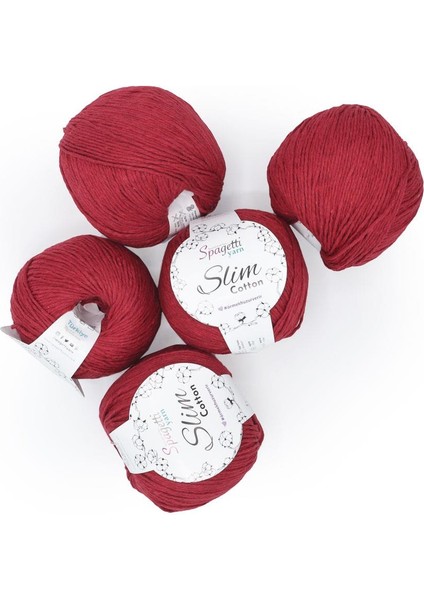 Spagettiyarn Kırmızı Slim Cotton Ip - 5'li Set