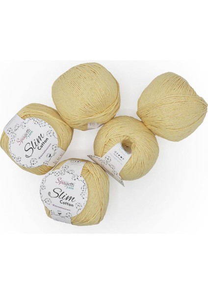 Spagettiyarn Soft Sarı Slim Cotton Ip - 5'li Set