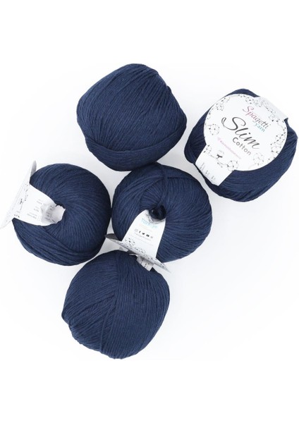 Spagettiyarn Lacivert Slim Cotton Ip - 5'li Set