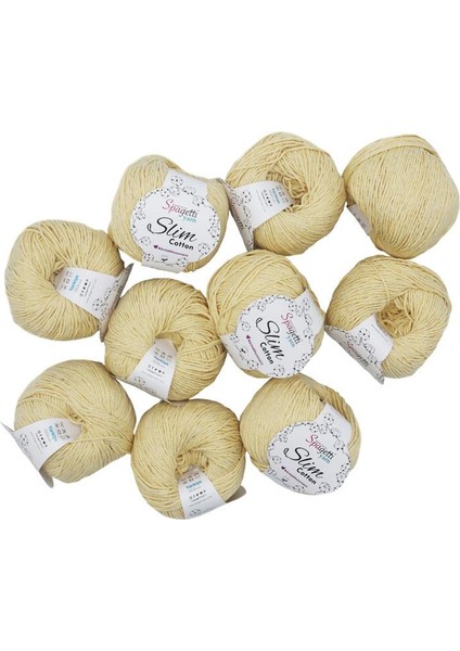 Spagettiyarn Soft Sarı Slim Cotton Ip - 10'lu Set