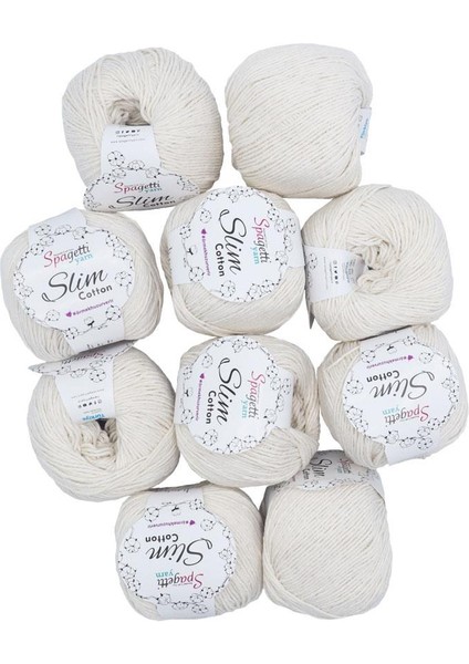 Spagettiyarn Şeker Beyaz Slim Cotton Ip - 10'lu Set