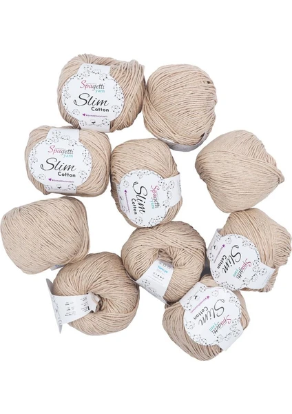 Spagettiyarn Açık Bej Slim Cotton Ip - 10'lu Set