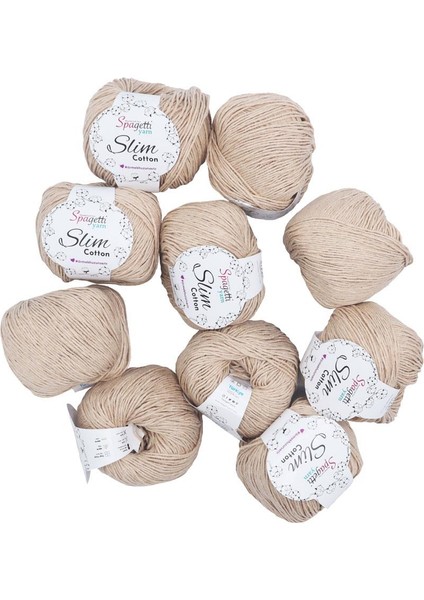 Spagettiyarn Açık Bej Slim Cotton Ip - 10'lu Set