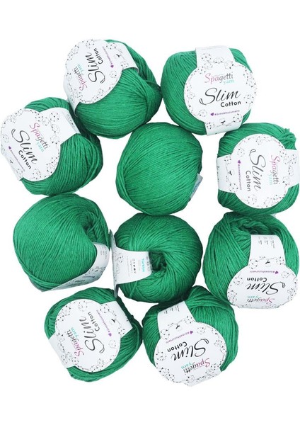 Spagettiyarn Benetton Yeşil Slim Cotton Ip - 10'lu Set modelleri