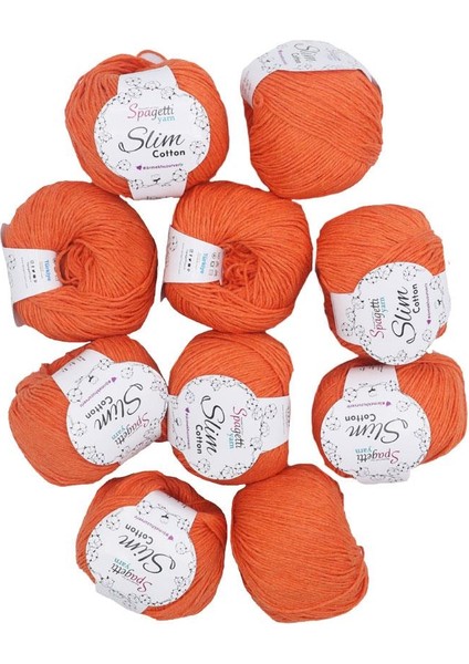 Spagettiyarn Turuncu Slim Cotton Ip - 10'lu Set