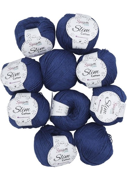Spagettiyarn Lacivert Slim Cotton Ip - 10'lu Set modelleri