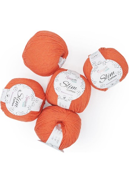 Spagettiyarn Turuncu Slim Cotton Ip - 5'li Set