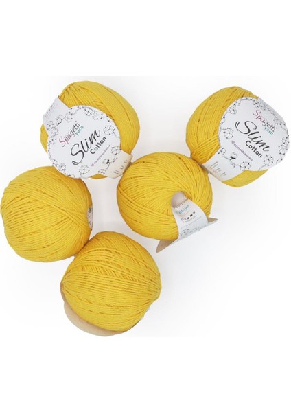 Spagettiyarn Sarı Slim Cotton Ip - 5'li Set