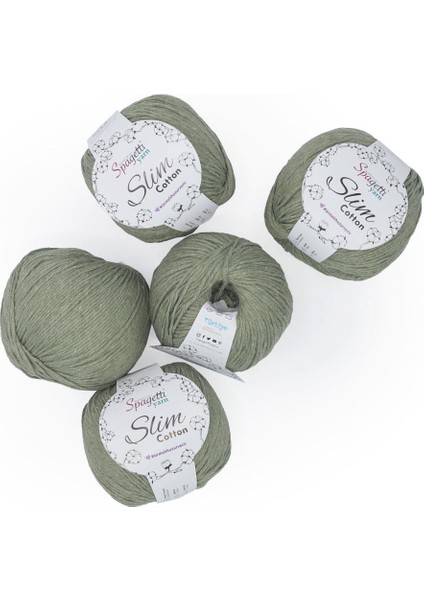 Spagettiyarn Haki Slim Cotton Ip - 5'li Set fiyatları