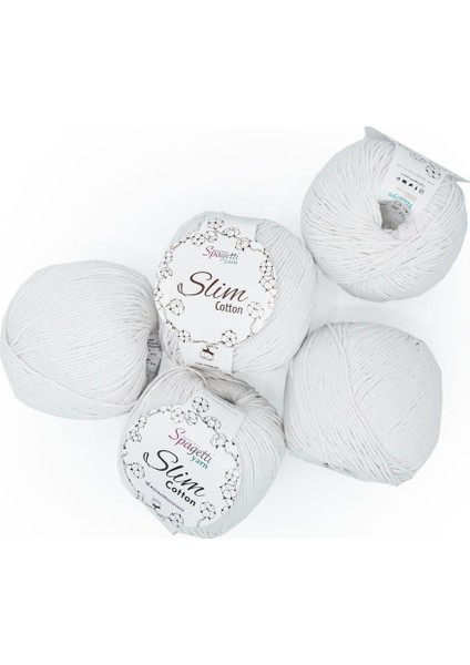 Spagettiyarn Beyaz Slim Cotton Ip - 5'li Set