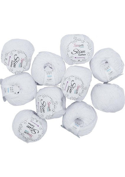 Spagettiyarn Beyaz Slim Cotton Ip - 10'lu Set modelleri