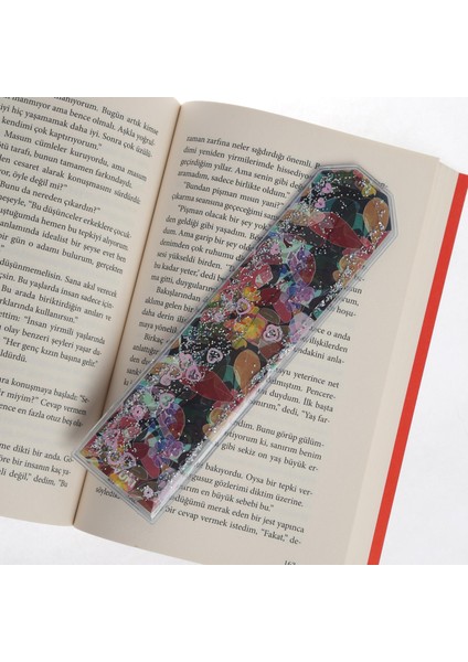Çiçek Desen Simli Sulu Kitap Ayracı indirimleri