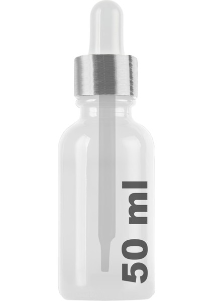 50 cc Şeffaf Damlalık Metal Gümüş Sızdırmaz Kapaklı 50 ml Dropper Cam Serum Şişesi 1 Adet