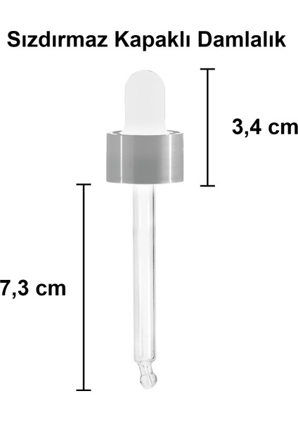 50 cc Şeffaf Damlalık Metal Gümüş Sızdırmaz Kapaklı 50 ml Dropper Cam Serum Şişesi 30 Adet modelleri