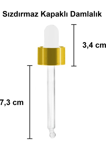 50 cc Şeffaf Damlalık Metal Gold Sızdırmaz Kapaklı 50 ml Dropper Cam Serum Şişesi 6 Adet modelleri