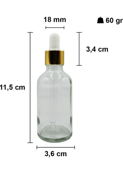 50 cc Şeffaf Damlalık Metal Gold Sızdırmaz Kapaklı 50 ml Dropper Cam Serum Şişesi 30 Adet fiyatları