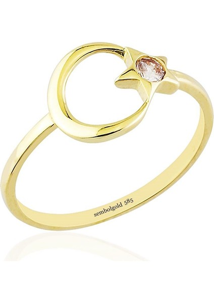 Ayyıldız Tektaş Altın Yüzük 14K Gold