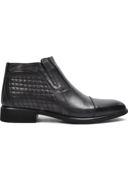 2356 Siyah Erkek Deri Fermuarlı Bot