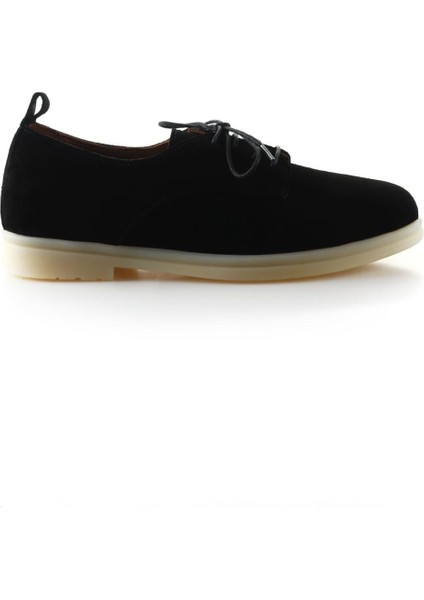 Siyah Süet Kadın Düz Ayakkabı