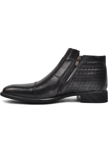 2356 Siyah Erkek Deri Fermuarlı Bot indirimleri
