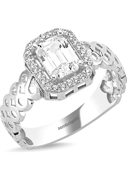 Beyaz Altın Baget Yüzük Sonsuzluk Tasarım 0,70 Karat