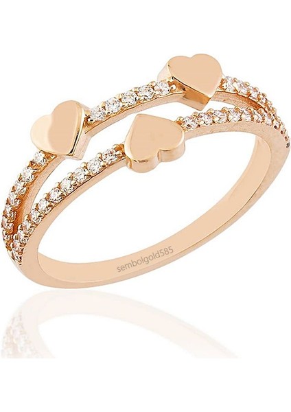 Kalp Rose Altın Yüzük 14K Gold
