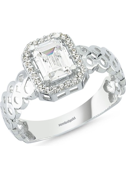 Beyaz Altın Baget Yüzük Sonsuzluk Tasarım 0,77 Karat