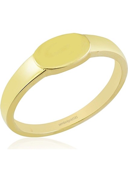 Şövalye Altın Yüzük Oval Tasarım 14K