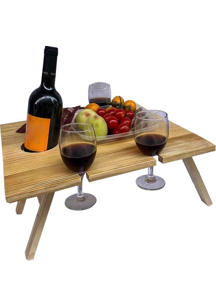 Katlanabilir Açık Şarap Rafı Piknik Masa Şarap Cam Tutucu 34X30X16 cm (Yurt Dışından)