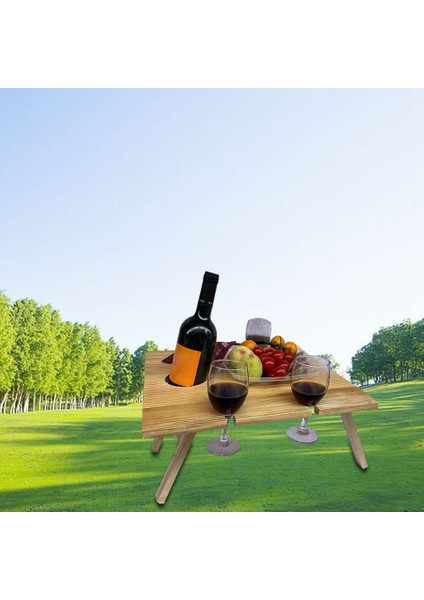 Katlanabilir Açık Şarap Rafı Piknik Masa Şarap Cam Tutucu 34X30X16 cm (Yurt Dışından)