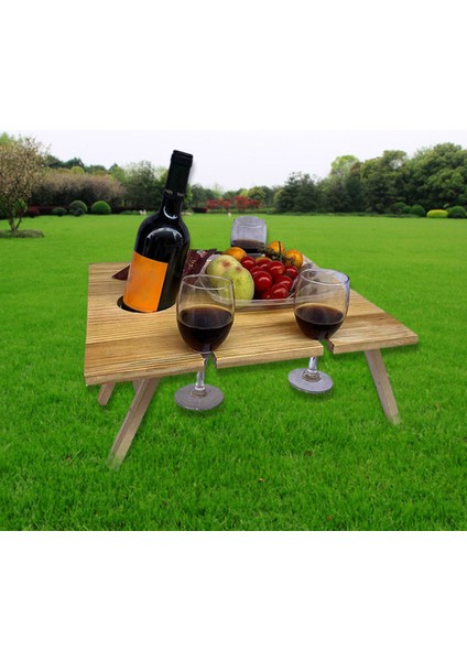 Katlanabilir Açık Şarap Rafı Piknik Masa Şarap Cam Tutucu 34X30X16 cm (Yurt Dışından)