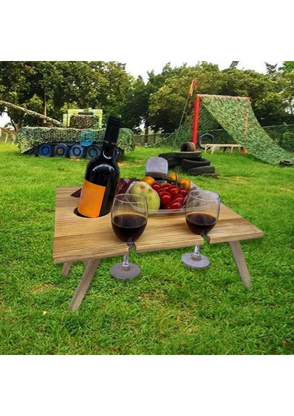 Katlanabilir Açık Şarap Rafı Piknik Masa Şarap Cam Tutucu 34X30X16 cm (Yurt Dışından)