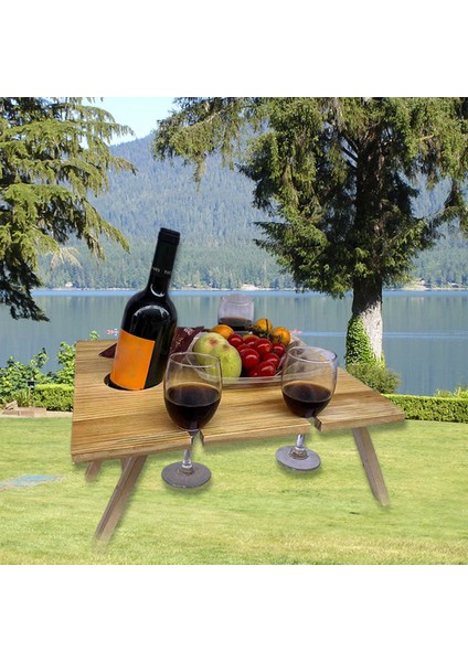 Katlanabilir Açık Şarap Rafı Piknik Masa Şarap Cam Tutucu 34X30X16 cm (Yurt Dışından)