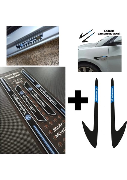 Volkswagen Passat B7 Kapı Eşiği + Logolu Çamurluk Venti Set
