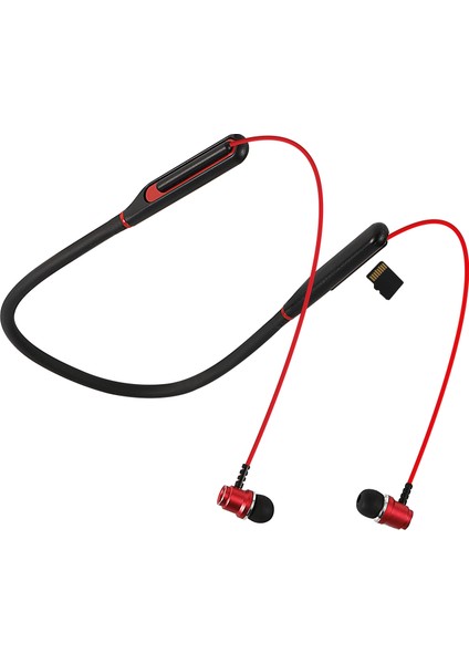 AS-XBK65 Kırmızı Boyun Askılı Mıknatıslı Bluetooth+Tf Kart Spor Kulak Içi Kulaklık