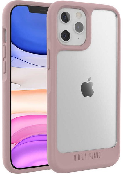 Apple iPhone 12 Pro Çift Katmanlı Darbe Emici Ugly Rubber UR G Model Kapak Pembe
