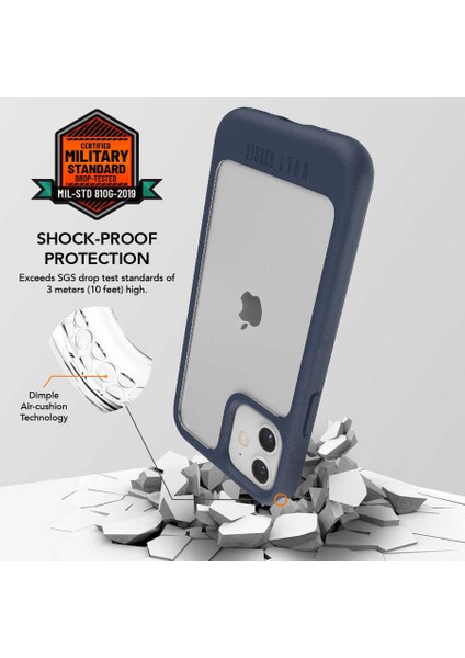 Apple iPhone 12 Kılıf Çift Katmanlı Darbe Emici Ugly Rubber UR G Model Kapak Lacivert